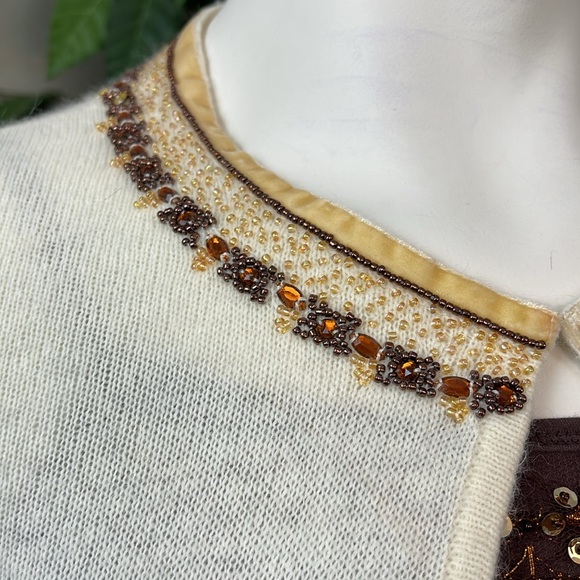 BEAD EMBELLISHED ANGORA SHRUG WITH CAMISOLE - Picture 7 of 14
